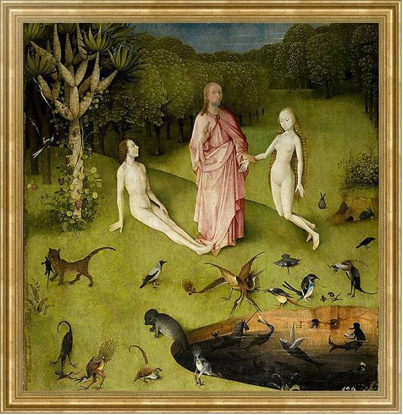 Постер The Garden of Earthly Delights, c.1500 2 с типом исполнения На холсте в раме в багетной раме NA033.1.051