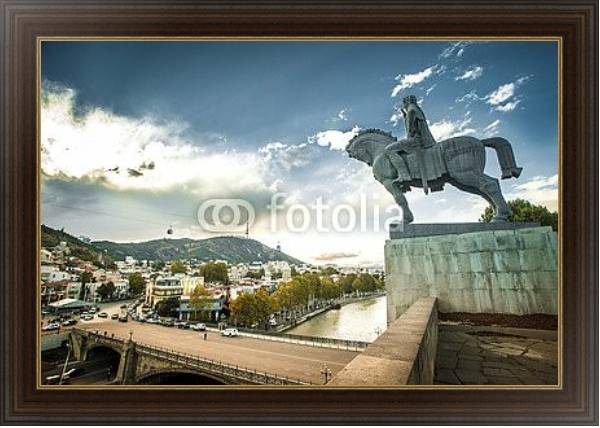 Постер Грузия, Тбилиси. Вид на город 2 с типом исполнения На холсте в раме в багетной раме 1.023.151