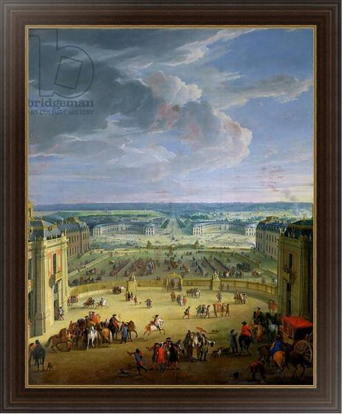 Постер Perspective View from the Chateau of Versailles of the Place d'Armes and the Stables, 1688 с типом исполнения На холсте в раме в багетной раме 1.023.151