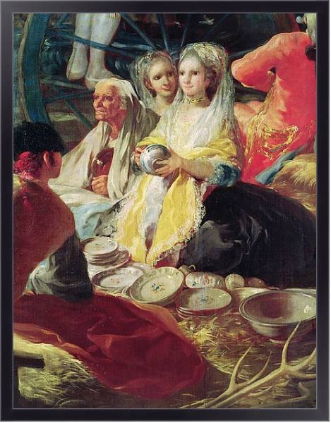 Постер Ladies buying pottery at a stall in Madrid, 1779 с типом исполнения На холсте в раме в багетной раме 221-01
