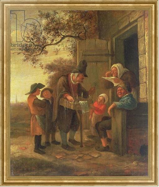 Постер A Pedlar selling Spectacles outside a Cottage, c.1650-53 с типом исполнения На холсте в раме в багетной раме NA033.1.051