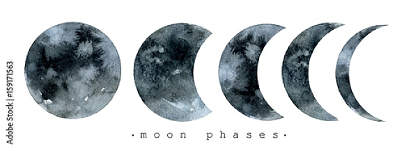 Постер Убывающая луна с типом исполнения На холсте без рамы