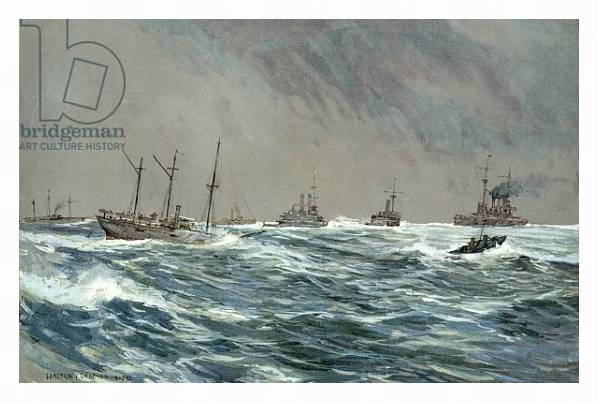 Постер United States War-Ships in a Blow-Squally Weather off the Cuban Coast с типом исполнения На холсте в раме в багетной раме 221-03