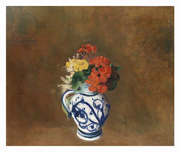 Постер Flowers in a Blue Vase, c.1900 с типом исполнения На холсте в раме в багетной раме 221-03