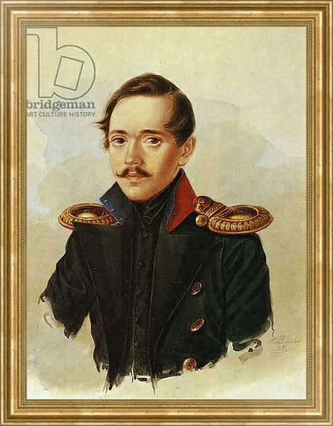 Постер Portrait of Mikhail Lermontov, c.1838 с типом исполнения На холсте в раме в багетной раме NA033.1.051
