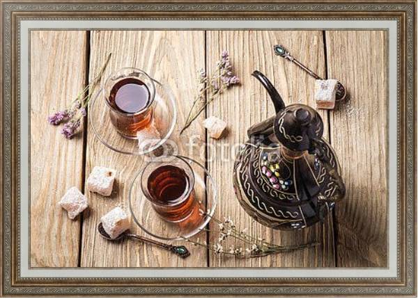 Постер Турецкий чай со сладостями с типом исполнения На холсте в раме в багетной раме 595.M52.330