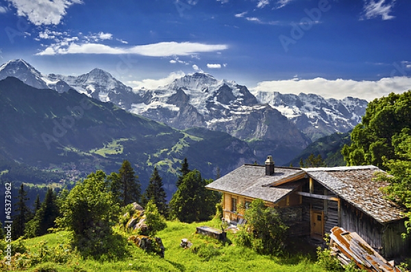 Постер Австрия, горный пейзаж с типом исполнения На холсте без рамы