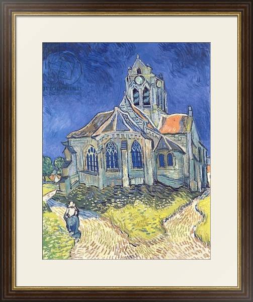 Постер The Church at Auvers-sur-Oise, 1890 с типом исполнения Под стеклом в багетной раме 1.023.036