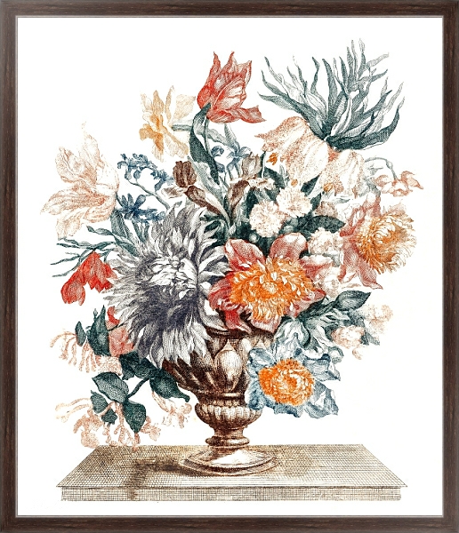 Постер Каменная ваза с цветами (1688-1698) с типом исполнения На холсте в раме в багетной раме 221-02