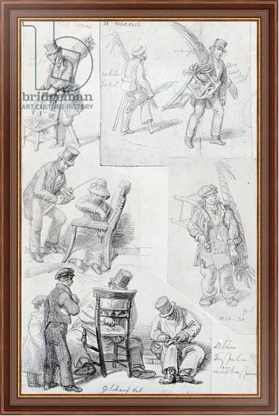 Постер Chair menders on the streets of London, 1820-30 с типом исполнения На холсте в раме в багетной раме 35-M719P-83