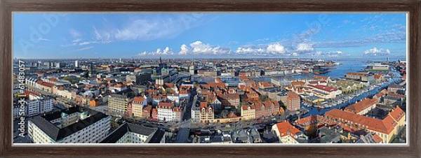 Постер Дания, Копенгаген. Панорамный вид с типом исполнения На холсте в раме в багетной раме 221-02