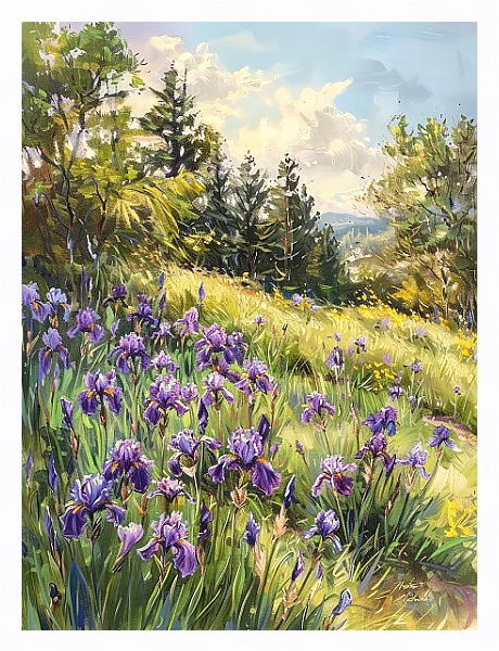 Постер Irises on the slope с типом исполнения На холсте в раме в багетной раме 221-03