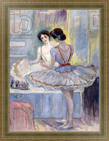Постер Miss Zambelli in her Dressing Room; Mademoiselle Zambelli dans sa Loge, 1912 с типом исполнения На холсте в раме в багетной раме 484.M48.640