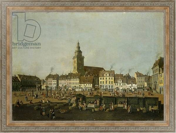 Постер View of the Neue Markt with St. Mary's Church, Berlin, c.1770 с типом исполнения На холсте в раме в багетной раме 484.M48.310