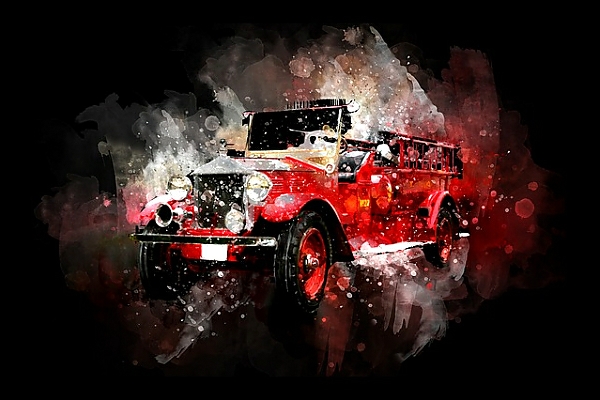 Постер Рисунок красного автомобиля с типом исполнения На холсте без рамы