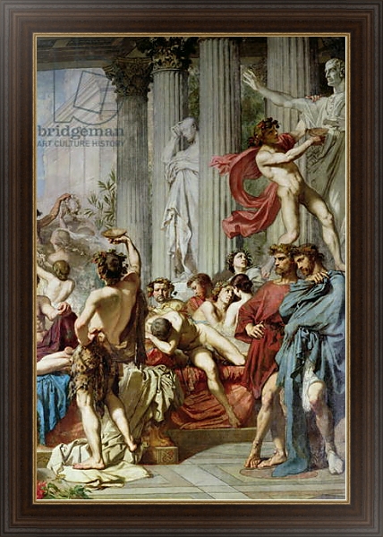 Постер The Romans of the Decadence, detail of the right hand group, 1847 с типом исполнения На холсте в раме в багетной раме 1.023.151