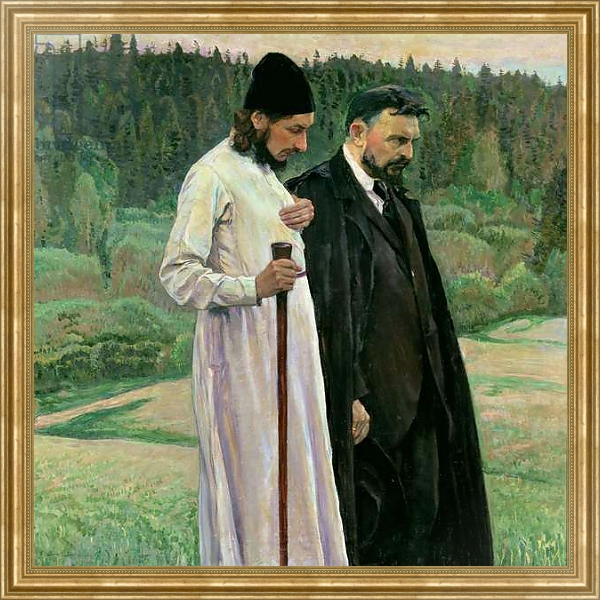 Постер The Philosophers: Portrait of Sergei Nikolaevich Bulgakov and Pavel Aleksandrovich Florensky, 1917 с типом исполнения На холсте в раме в багетной раме NA033.1.051