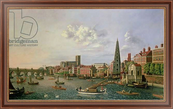 Постер A View of the River Thames at York Steps with Westminster Abbey beyond с типом исполнения На холсте в раме в багетной раме 35-M719P-83
