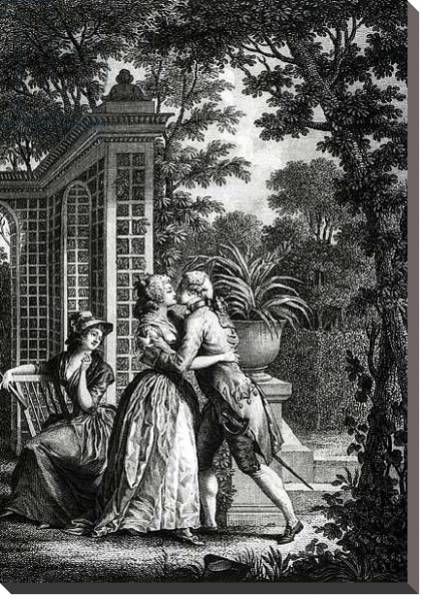 Постер The First Kiss of Love, illustration from 'La Nouvelle Heloise' by Jean-Jacques Rousseau с типом исполнения На холсте без рамы