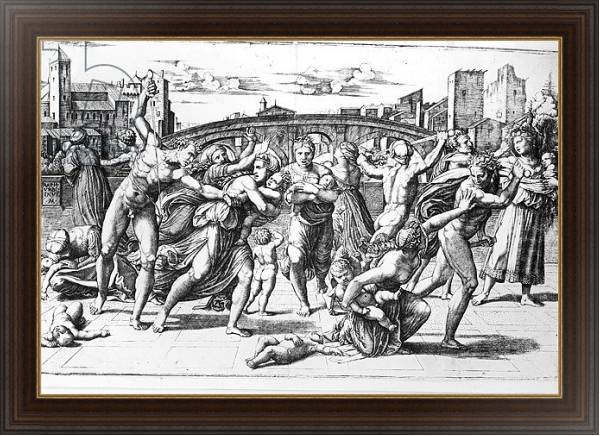 Постер The Massacre of the Innocents, engraved by Marcantonio Raimondi с типом исполнения На холсте в раме в багетной раме 1.023.151