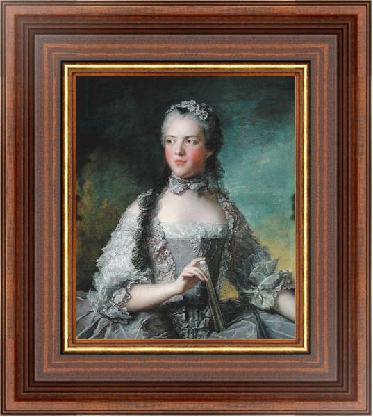 Постер Portrait of Adelaide de France with a Fan, 1749 с типом исполнения На холсте в раме в багетной раме 35-M719P-83