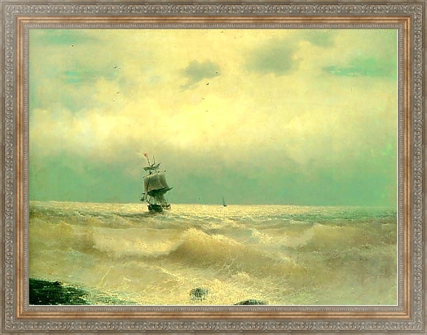 Постер Корабль у берега с типом исполнения На холсте в раме в багетной раме 484.M48.310