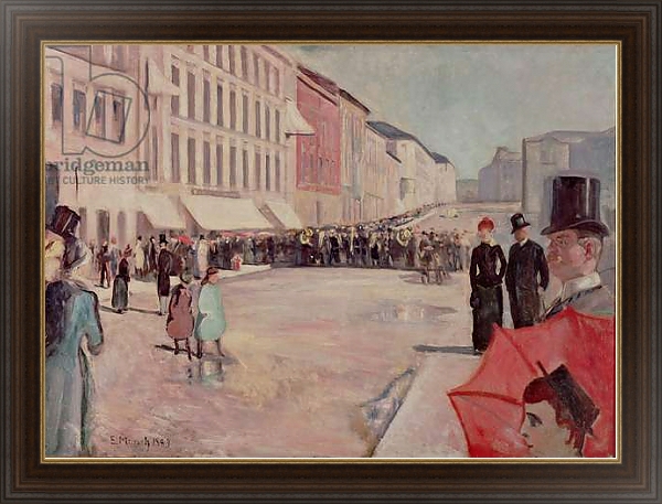Постер Military Band on Karl-Johann Street, Oslo, 1889 с типом исполнения На холсте в раме в багетной раме 1.023.151