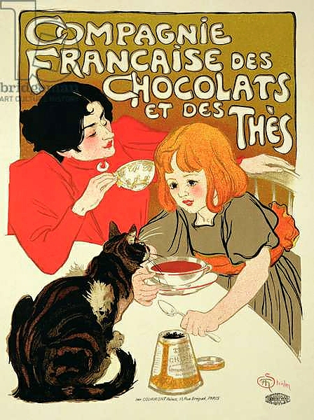 Постер Poster Advertising the French Company of Chocolate and Tea с типом исполнения На холсте без рамы