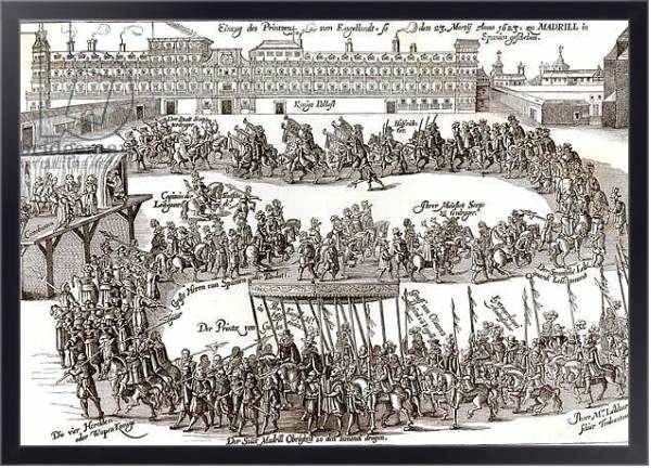 Постер Entry of Prince Charles I into Madrid, 1623 с типом исполнения На холсте в раме в багетной раме 221-01