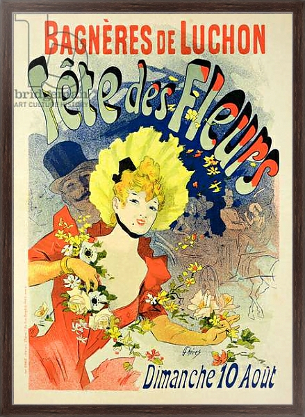 Постер Reproduction of a Poster Advertising the Flower Festival at Bagneres-de-Luchon, 1890 с типом исполнения На холсте в раме в багетной раме 221-02