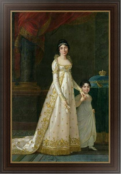 Постер Portrait of Marie-Julie Clary Queen of Naples with her daughter Zenaide Bonaparte 1807 с типом исполнения На холсте в раме в багетной раме 1.023.151