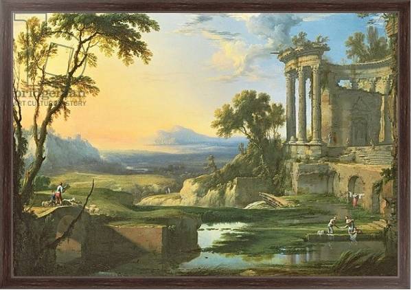 Постер Italian landscape with ruins с типом исполнения На холсте в раме в багетной раме 221-02