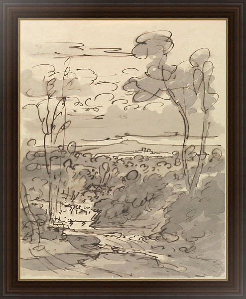 Постер Trees and Hilly Landscape с типом исполнения На холсте в раме в багетной раме 1.023.151
