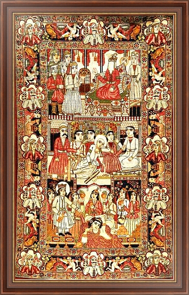 Постер An antique pictorial Kirman rug, с типом исполнения На холсте в раме в багетной раме 35-M719P-83