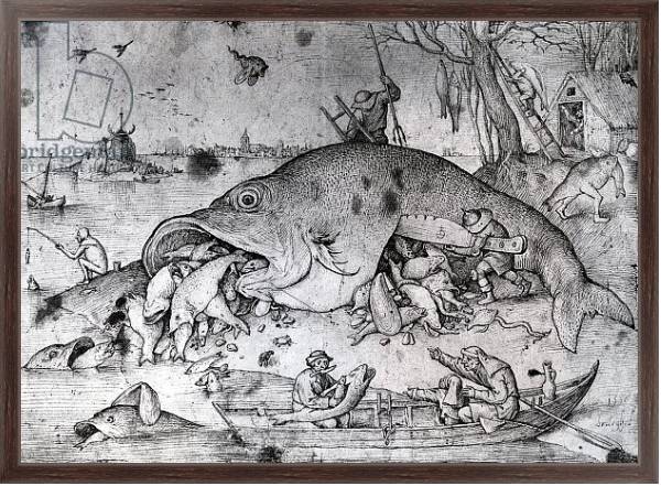 Постер Big fishes eat small ones, 1556 с типом исполнения На холсте в раме в багетной раме 221-02