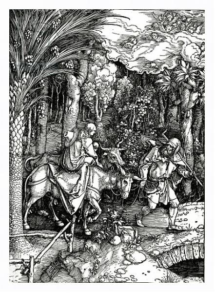 Постер The Flight into Egypt, from the 'Life of the Virgin' series, published in 1511 с типом исполнения На холсте в раме в багетной раме 221-03