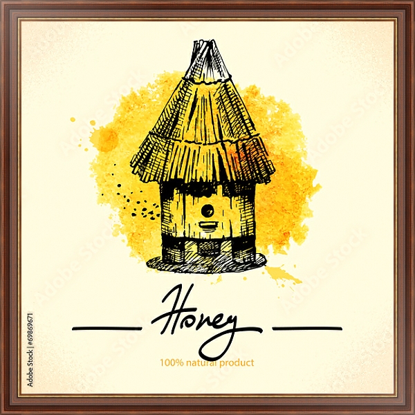 Постер Пасека с желтой кляксой с типом исполнения На холсте в раме в багетной раме 35-M719P-83