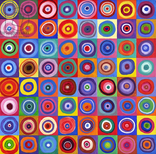 Постер In Square Circle 64 after Kandinsky, 2012, с типом исполнения На холсте без рамы