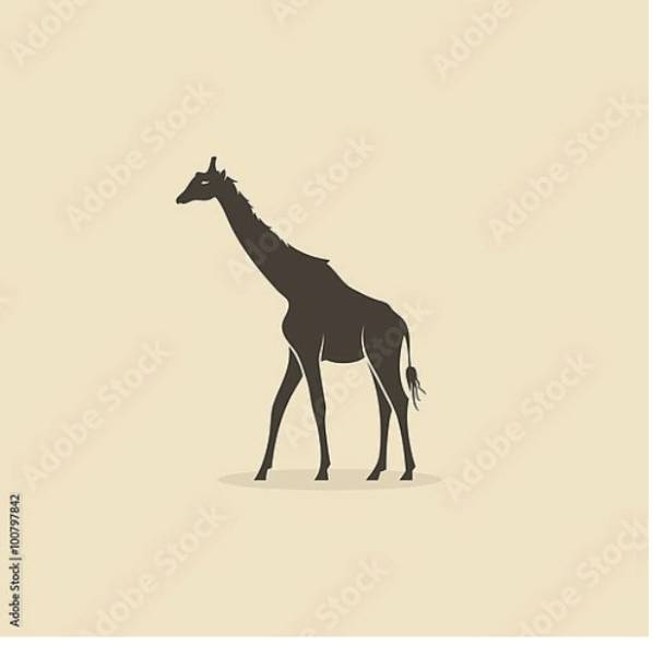 Постер Силуэт жирафа с типом исполнения На холсте без рамы