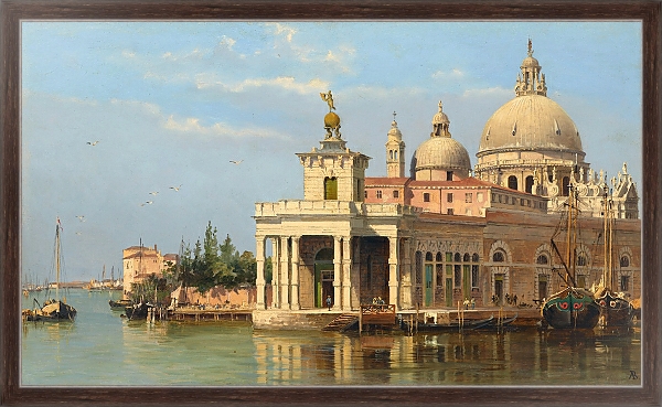 Постер The Dogana with Santa Maria della Salute, Venice с типом исполнения На холсте в раме в багетной раме 221-02