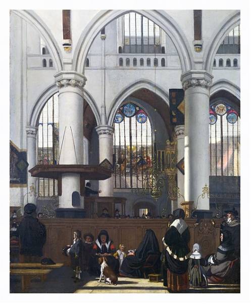 Постер Интерьер церкви Аудекерк, Амстердам с типом исполнения На холсте в раме в багетной раме 221-03