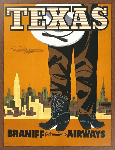 Постер Texas. Braniff International Airways с типом исполнения На холсте в раме в багетной раме 1727.4310