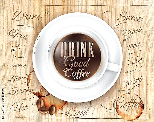 Постер Кофейный плакат 5 с типом исполнения На холсте без рамы