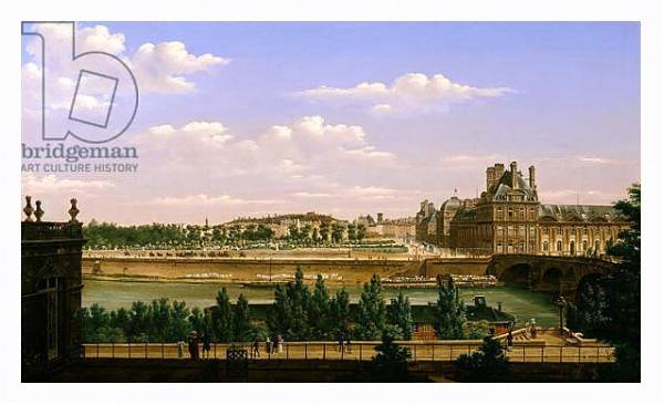 Постер View of the Gardens and Palace of the Tuileries from the Quai d'Orsay, 1813 с типом исполнения На холсте в раме в багетной раме 221-03