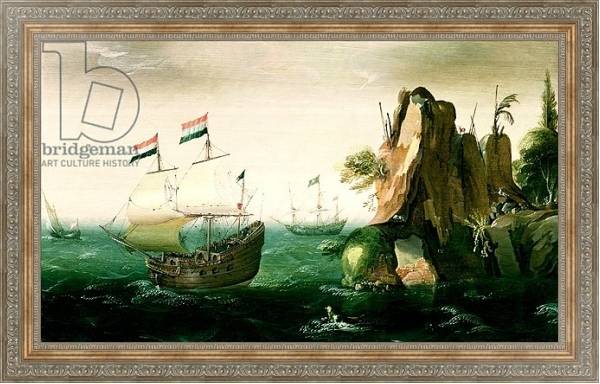 Постер A Dutch Merchant Ship off a Rocky Coast с типом исполнения На холсте в раме в багетной раме 484.M48.310