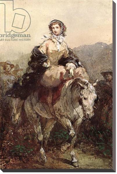 Постер Young Woman on a Horse с типом исполнения На холсте без рамы