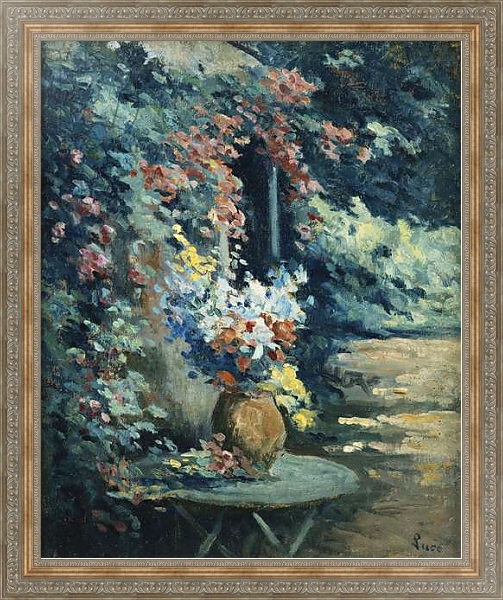 Постер Flowers in a Landscape; Bouquet de Fleurs dans un Paysage, с типом исполнения На холсте в раме в багетной раме 484.M48.310