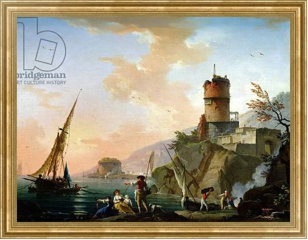 Постер View of a Mediterranean port с типом исполнения На холсте в раме в багетной раме NA033.1.051