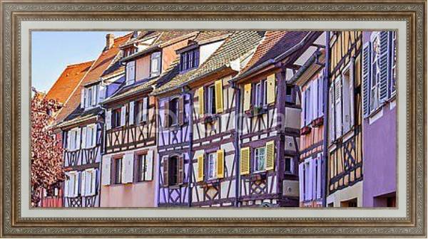 Постер Франция, Эльзас. Типичные дома Эльзаса с типом исполнения На холсте в раме в багетной раме 595.M52.330