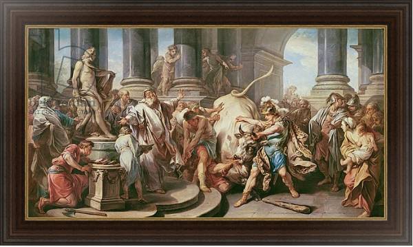 Постер Theseus conquering the bull at Marathon, 1732-34 с типом исполнения На холсте в раме в багетной раме 1.023.151